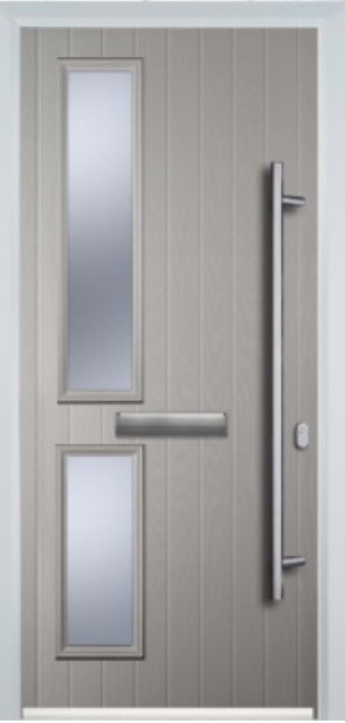 Contemporary Composite Door - Twin Pane Left - Long Bar Handle - High Security Features - Free Delivery