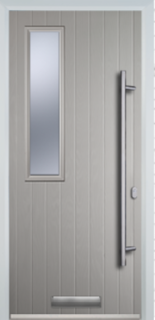 Contemporary Composite Door - Mid Square Left - Long Bar Handle - High Security Features - Free Delivery