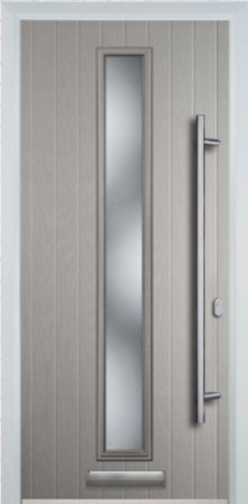 Contemporary Composite Door - Centre Glazed - Long Bar Handle - High Security Features - Free Delivery