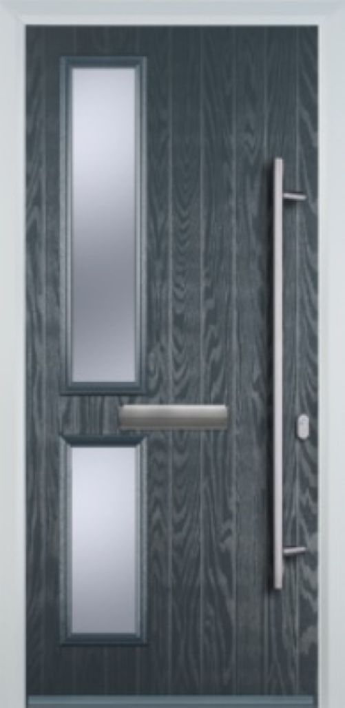 Contemporary Composite Door - Twin Pane Left - Long Bar Handle - High Security Features - Free Delivery