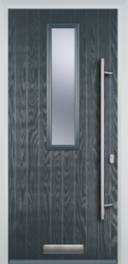 Contemporary Composite Door - Mid Square Centre - Long Bar Handle - High Security Features - Free Delivery