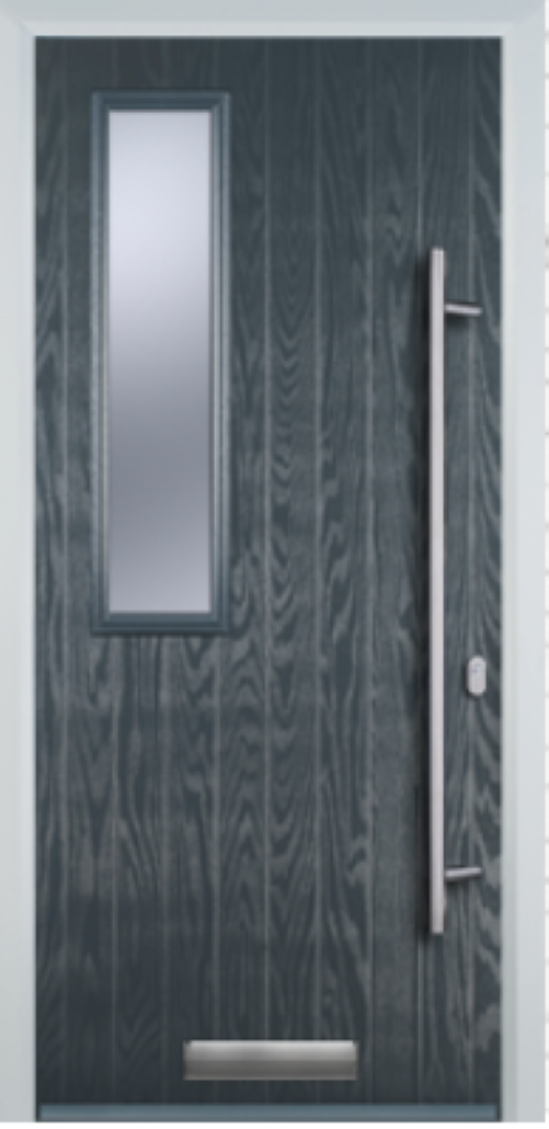 Contemporary Composite Door - Mid Square Left - Long Bar Handle - High Security Features - Free Delivery
