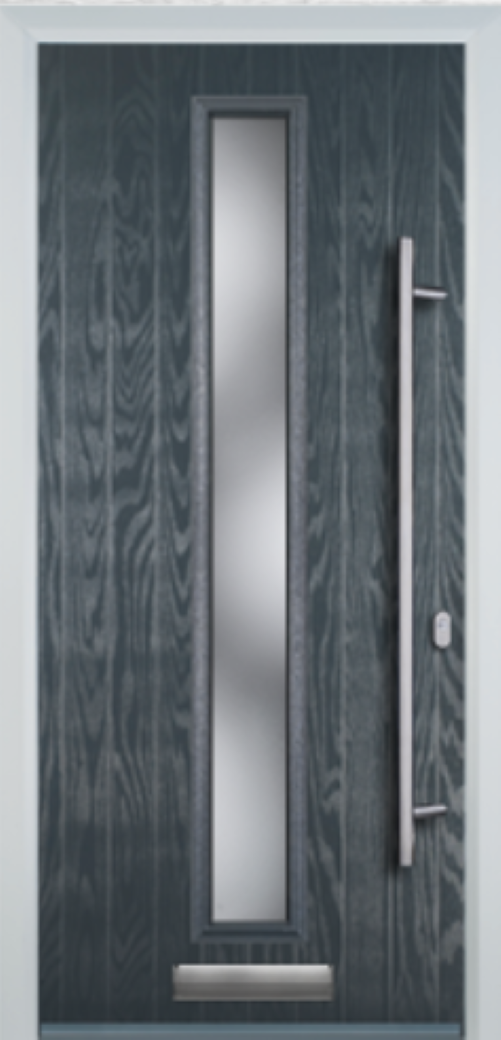 Contemporary Composite Door - Centre Glazed - Long Bar Handle - High Security Features - Free Delivery