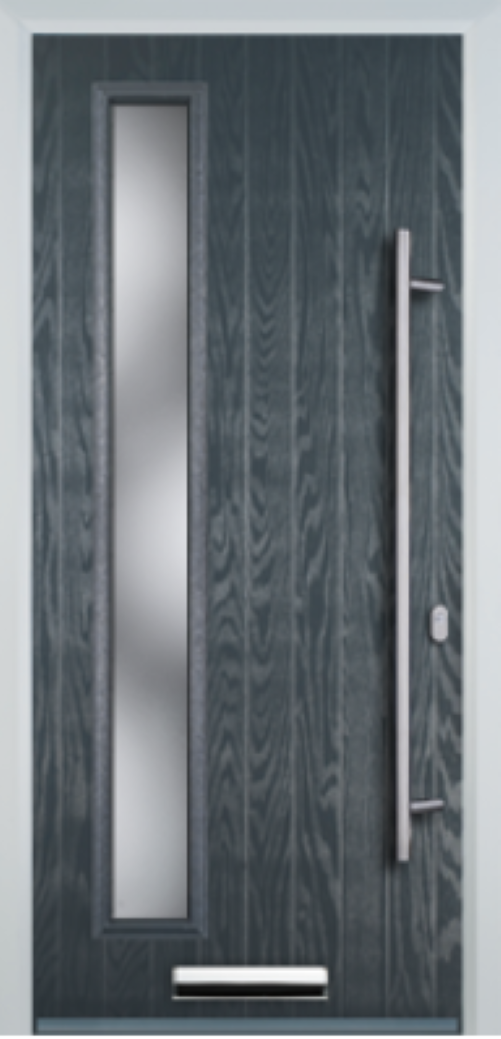 Contemporary Composite Door - Left Glazed - Long Bar Handle - High Security Features - Free Delivery
