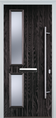 Contemporary Composite Door - Twin Pane Left - Long Bar Handle - High Security Features - Free Delivery
