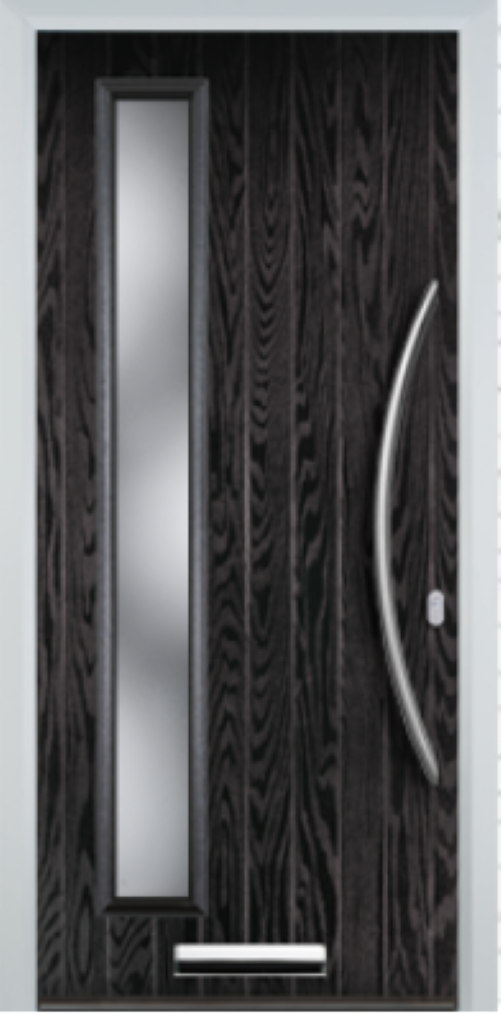 Contemporary Composite Door - Left Glazed - Bow Handle - High Security Features - Free Delivery