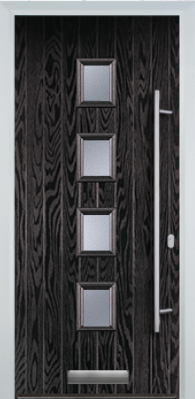 4 Square Centre Long Bar Handle - Contemporary Composite Door - High Security - Free Delivery