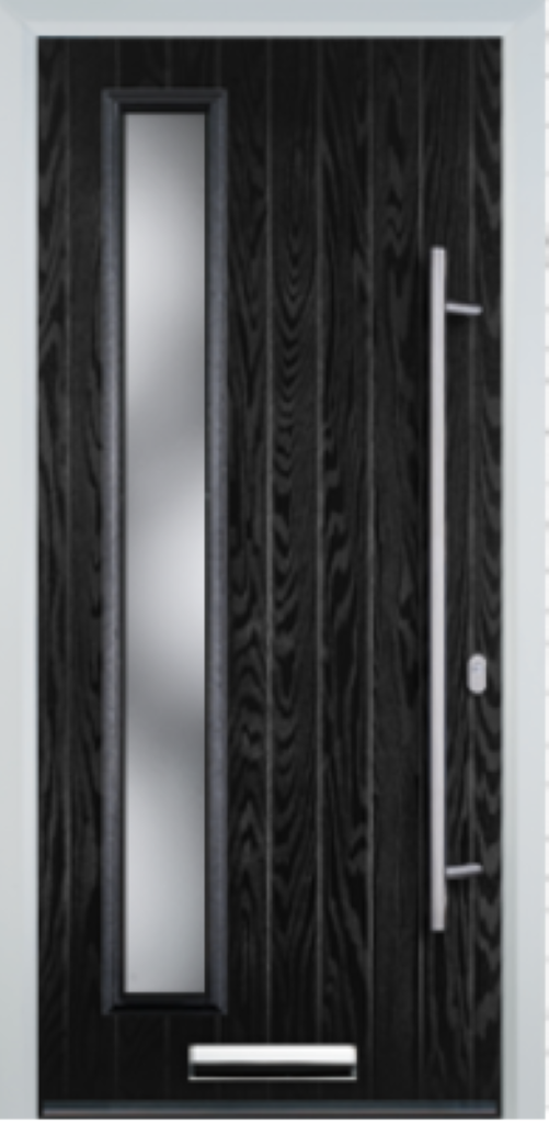 Contemporary Composite Door - Left Glazed - Long Bar Handle - High Security Features - Free Delivery