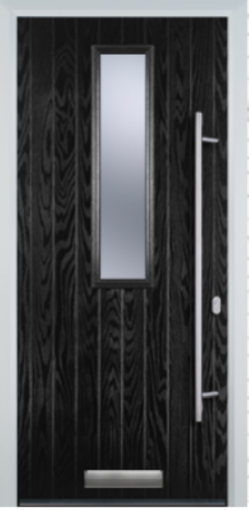 Contemporary Composite Door - Mid Square Centre - Long Bar Handle - High Security Features - Free Delivery