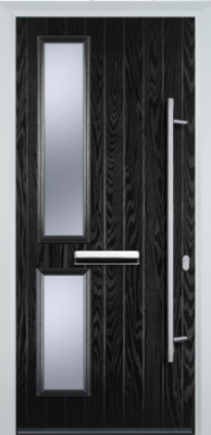 Contemporary Composite Door - Twin Pane Left - Long Bar Handle - High Security Features - Free Delivery