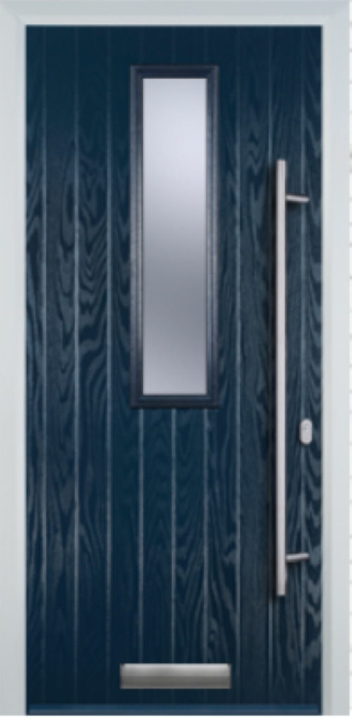 Contemporary Composite Door - Mid Square Centre - Long Bar Handle - High Security Features - Free Delivery