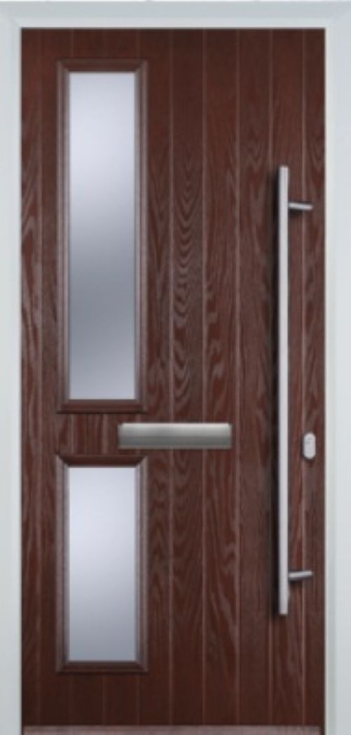 Contemporary Composite Door - Twin Pane Left - Long Bar Handle - High Security Features - Free Delivery