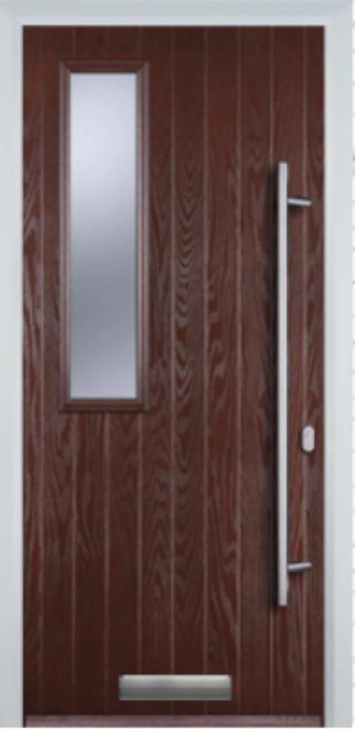 Contemporary Composite Door - Mid Square Left - Long Bar Handle - High Security Features - Free Delivery