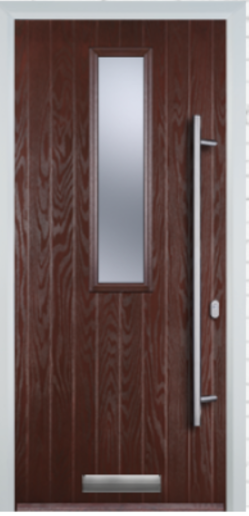 Contemporary Composite Door - Mid Square Centre - Long Bar Handle - High Security Features - Free Delivery