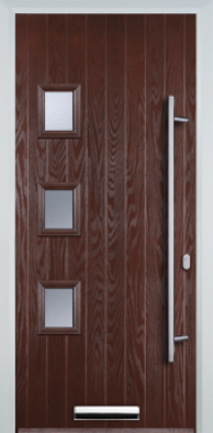 3 Square Left Long Bar Handle - Composite Door - High Security - Free Delivery