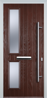 Contemporary Composite Door - Twin Pane Left - Long Bar Handle - High Security Features - Free Delivery