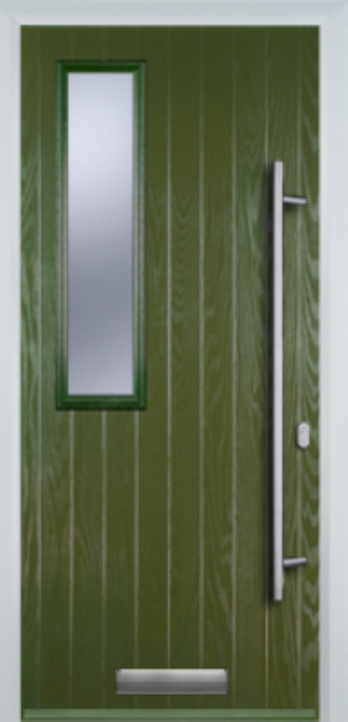 Contemporary Composite Door - Mid Square Left - Long Bar Handle - High Security Features - Free Delivery