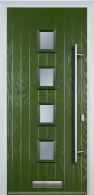 4 Square Centre Long Bar Handle - Contemporary Composite Door - High Security - Free Delivery