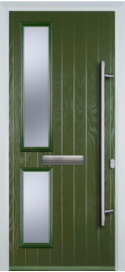 Contemporary Composite Door - Twin Pane Left - Long Bar Handle - High Security Features - Free Delivery