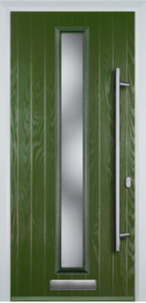 Contemporary Composite Door - Centre Glazed - Long Bar Handle - High Security Features - Free Delivery