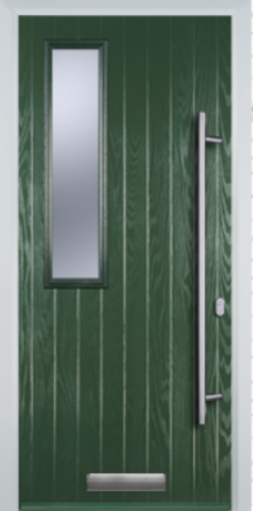 Contemporary Composite Door - Mid Square Left - Long Bar Handle - High Security Features - Free Delivery