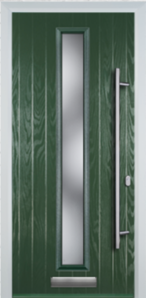 Contemporary Composite Door - Centre Glazed - Long Bar Handle - High Security Features - Free Delivery