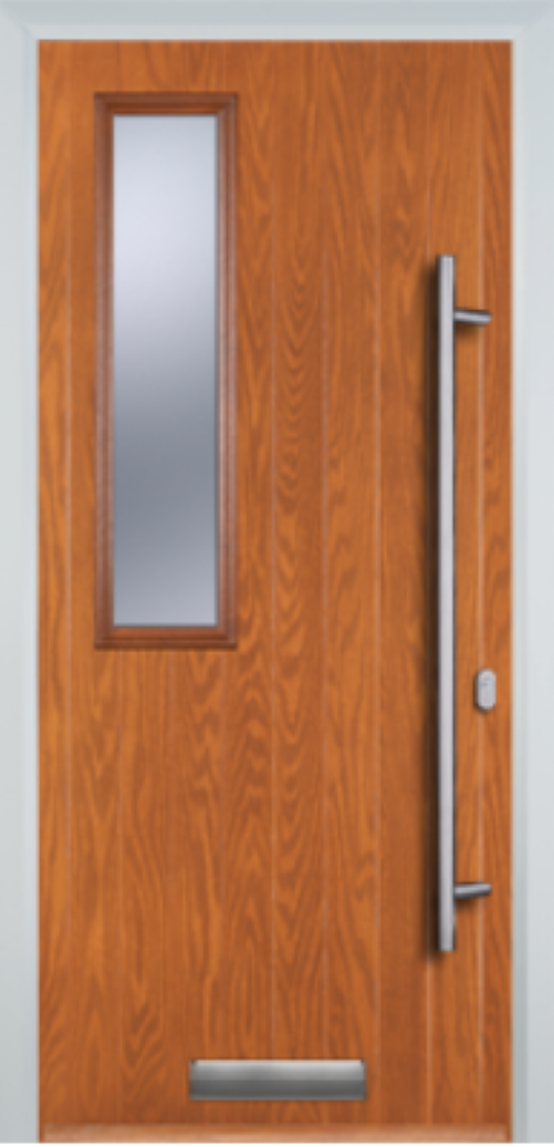 Contemporary Composite Door - Mid Square Left - Long Bar Handle - High Security Features - Free Delivery