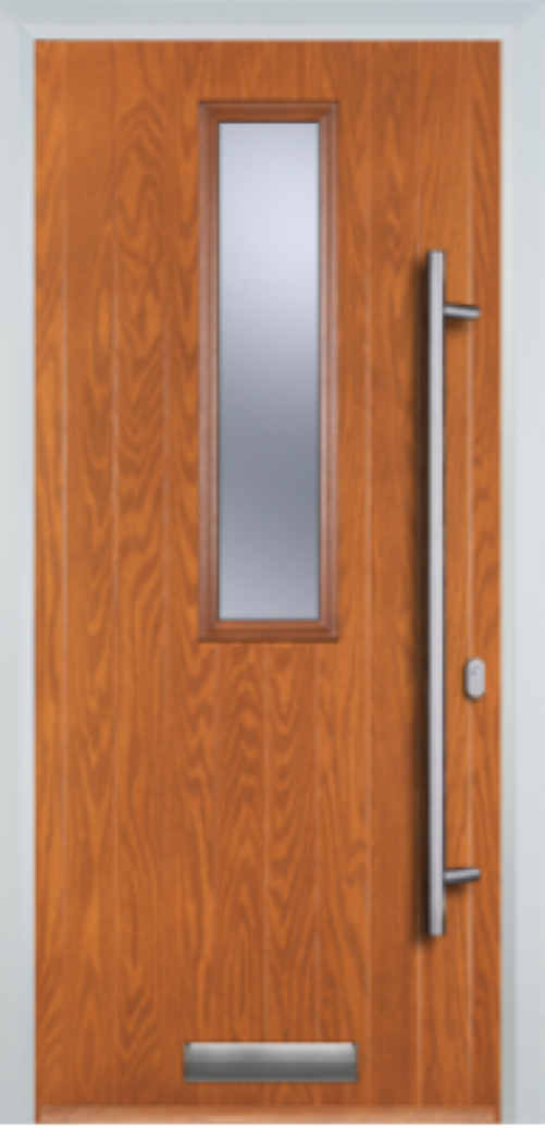Contemporary Composite Door - Mid Square Centre - Long Bar Handle - High Security Features - Free Delivery