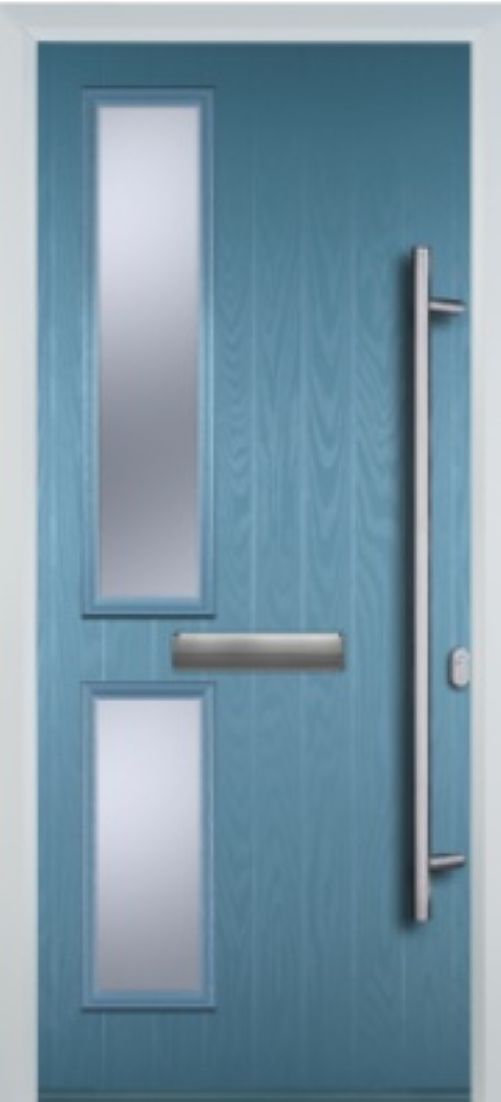 Contemporary Composite Door - Twin Pane Left - Long Bar Handle - High Security Features - Free Delivery