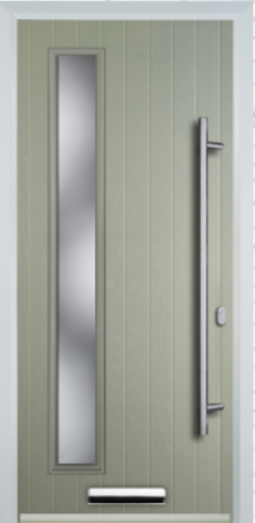 Contemporary Composite Door - Left Glazed - Long Bar Handle - High Security Features - Free Delivery