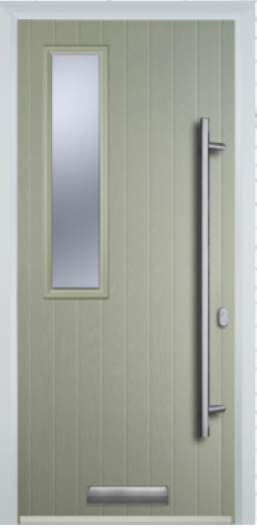 Contemporary Composite Door - Mid Square Left - Long Bar Handle - High Security Features - Free Delivery
