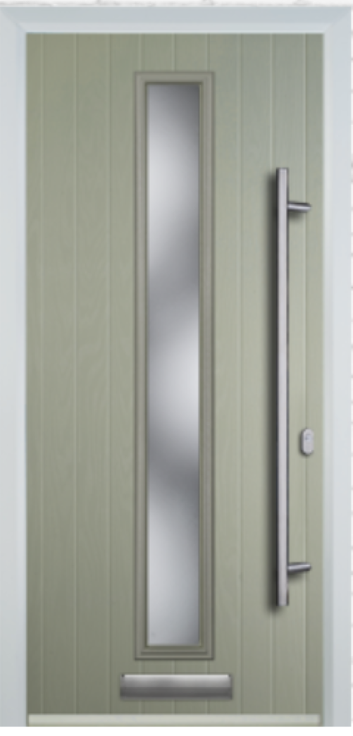 Contemporary Composite Door - Centre Glazed - Long Bar Handle - High Security Features - Free Delivery