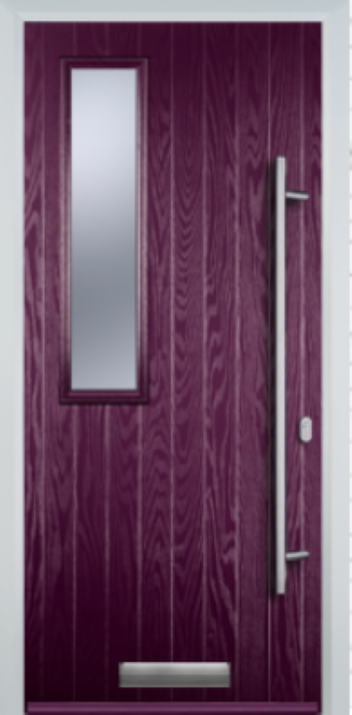 Contemporary Composite Door - Mid Square Left - Long Bar Handle - High Security Features - Free Delivery