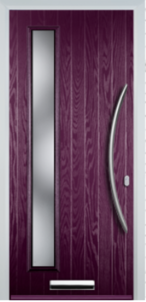 Contemporary Composite Door - Left Glazed - Bow Handle - High Security Features - Free Delivery