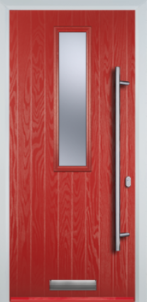 Contemporary Composite Door - Mid Square Centre - Long Bar Handle - High Security Features - Free Delivery