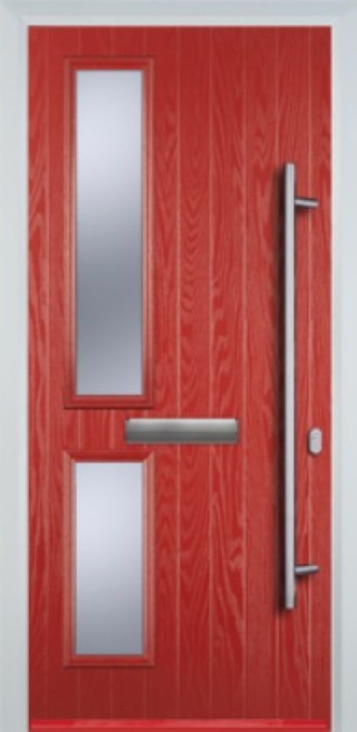 Contemporary Composite Door - Twin Pane Left - Long Bar Handle - High Security Features - Free Delivery