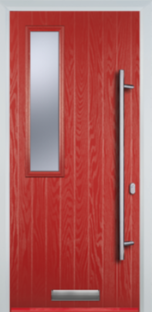 Contemporary Composite Door - Mid Square Left - Long Bar Handle - High Security Features - Free Delivery