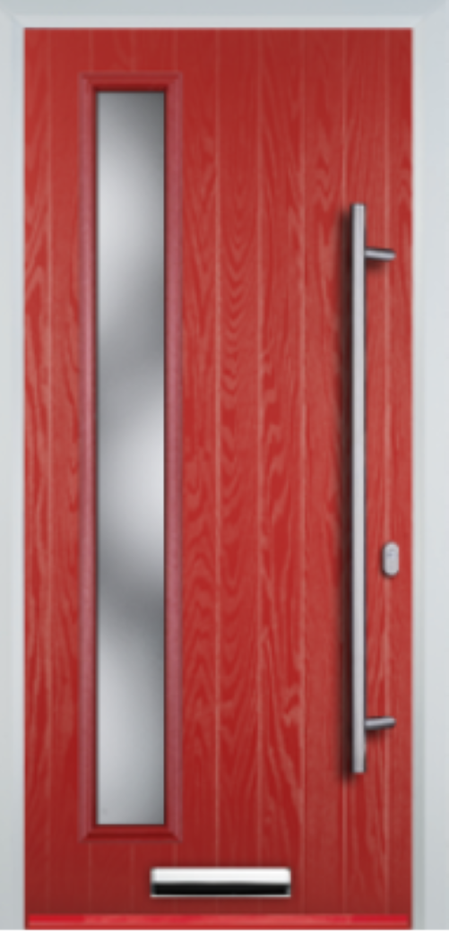 Contemporary Composite Door - Left Glazed - Long Bar Handle - High Security Features - Free Delivery