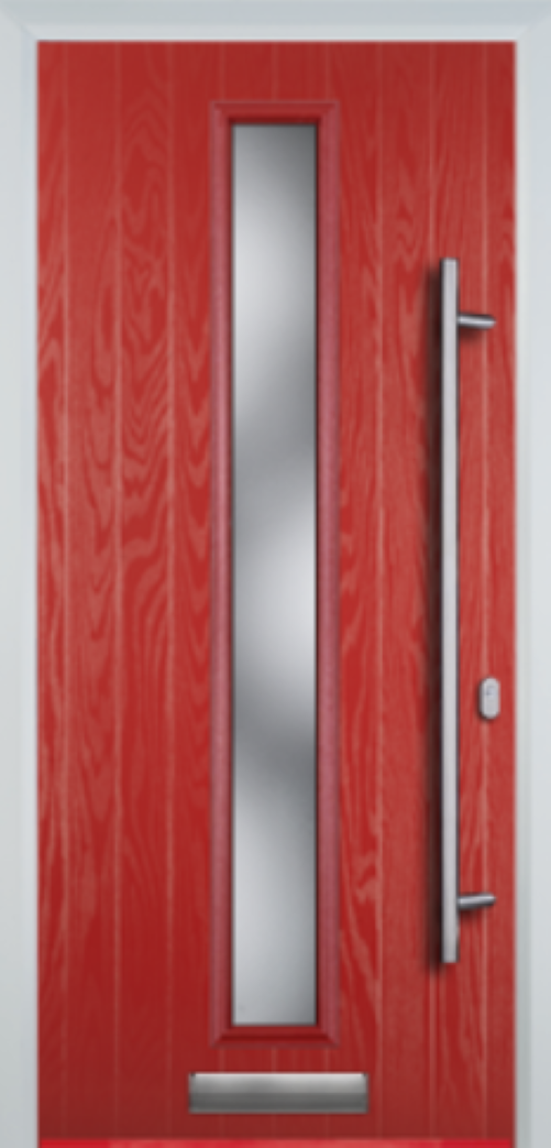 Contemporary Composite Door - Centre Glazed - Long Bar Handle - High Security Features - Free Delivery