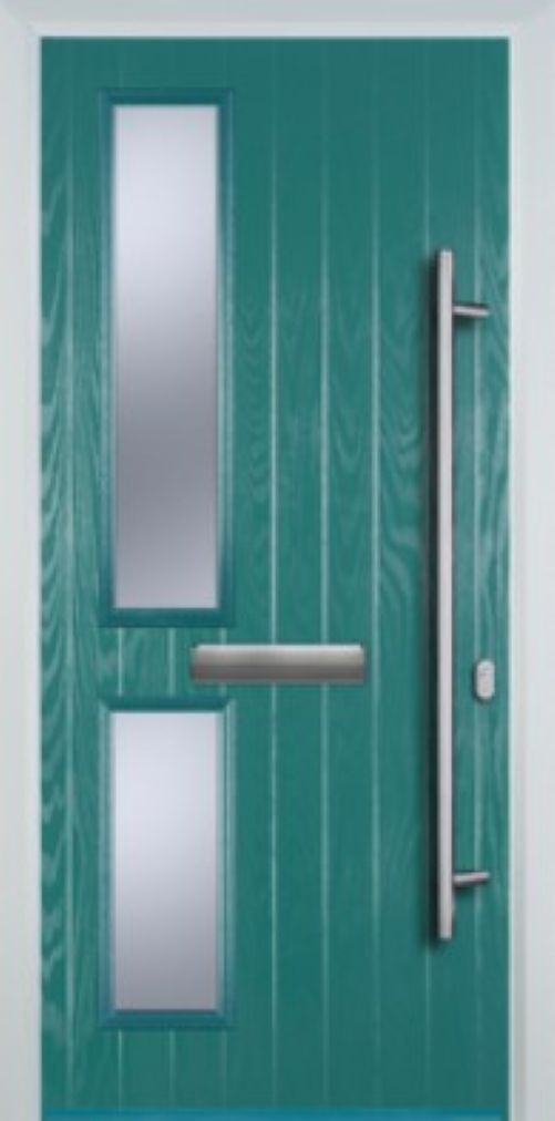Contemporary Composite Door - Twin Pane Left - Long Bar Handle - High Security Features - Free Delivery
