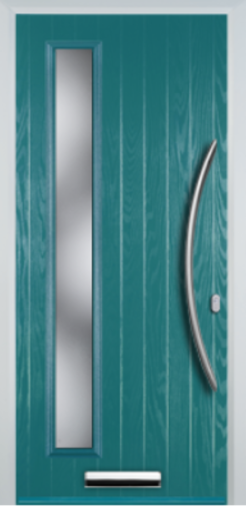Contemporary Composite Door - Left Glazed - Bow Handle - High Security Features - Free Delivery
