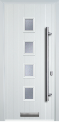 4 Square Centre Long Bar Handle - Contemporary Composite Door - High Security - Free Delivery