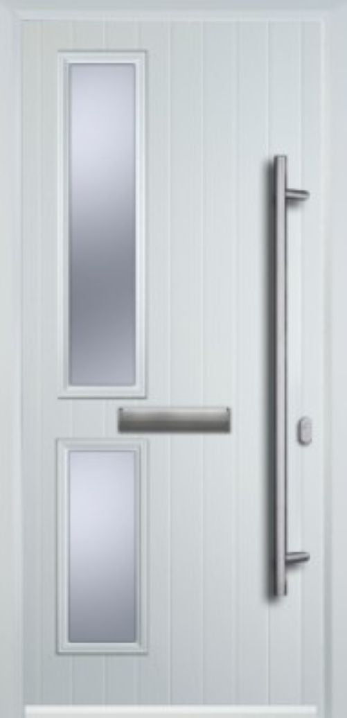 Contemporary Composite Door - Twin Pane Left - Long Bar Handle - High Security Features - Free Delivery